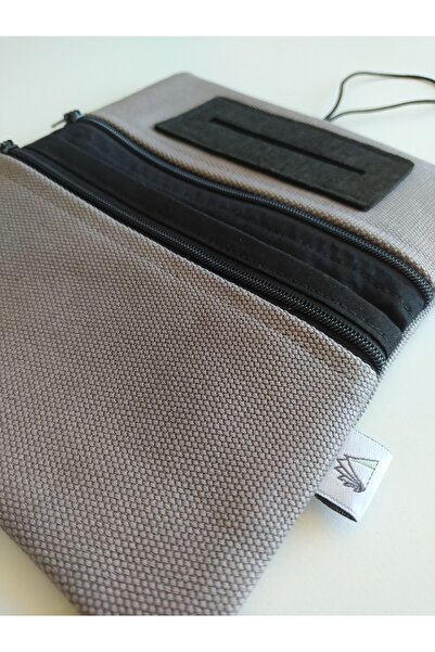 Kirpiwork Açık Gri Minimal Kanvas Tütün Çantası