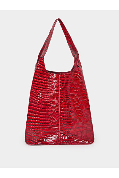 Styli Croc Skin Textured Shoulder Bag with Double Handle