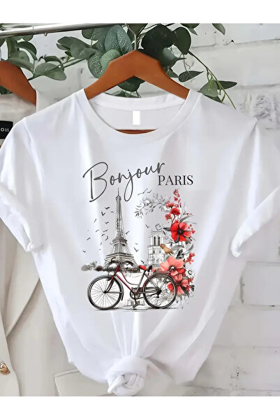 HOFFNUNG تي شيرت كبير الحجم مطبوع عليه باريس للجنسين