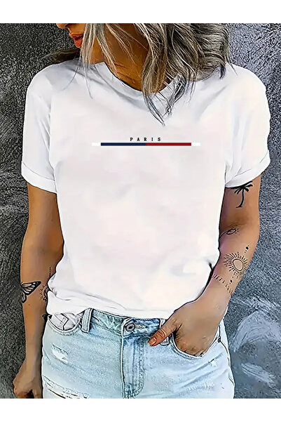 HOFFNUNG Unisex Paris cu imprimeu guler rotund supradimensionat tricou