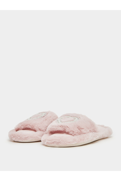 Take Two By Styli Embellished Heart Slip-On Bedroom Slippers