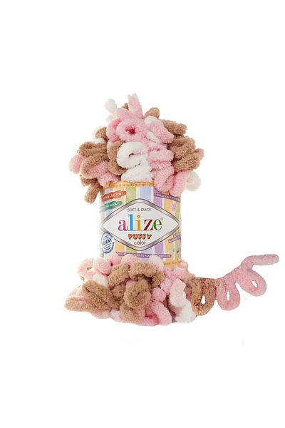 Alize Puffy Color 6046 - 1 Piece Hand Knitted Heart Pillow Baby Blanket Knitting Lanyard