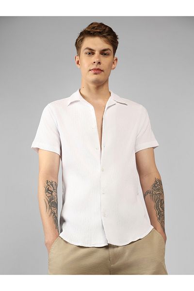 Dennis Lingo By Styli Textured Relaxed Fit Spread Collar Shirt