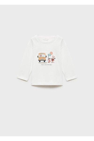 MANGO Baby Βαμβακερό μπλουζάκι με σχέδιο βάρκα