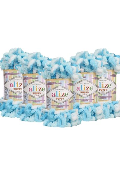 Alize Pachet 5 5924 Model Vivid Blue Finger Funie de tricotat - 100 Gr. 9 mt