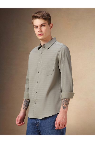 Dennis Lingo By Styli Textured Regular Fit Collared Shirt with Pocket