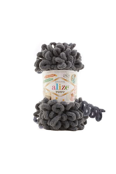 Alize Πλεκτό νήμα Alize Puffy 5 συσκευασιών - 53 ανθρακί γκρι - 100 γρ. 9 Mt. Σχοινί πλεξίματος δακτύλων