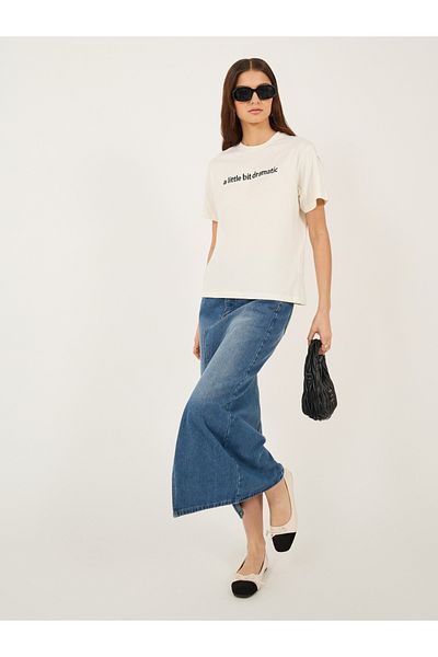 Styli Embroidered Slogan Round Neck T-Shirt