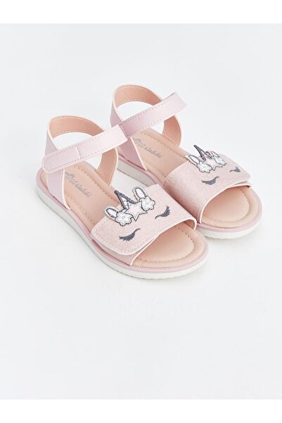 LC Waikiki Double Striped Embroidered Girls' Sandals (S4)