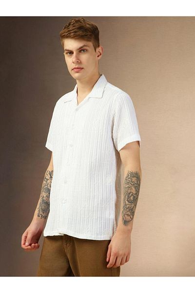 Dennis Lingo By Styli Textured Regular Fit Spread Collar Shirt