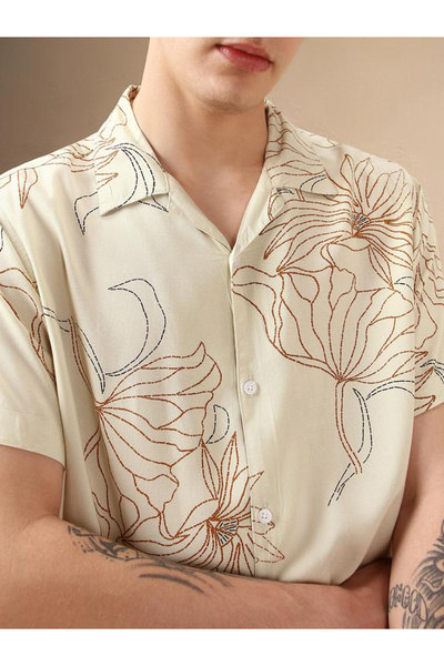 Dennis Lingo By Styli Printed Relaxed Fit Cuban Collar Shirt