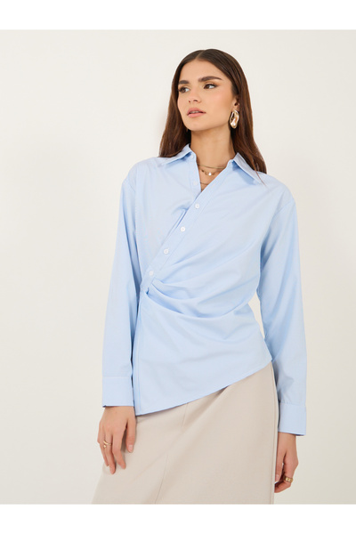 Luxewave By Styli Solid Wrap Collared Regular Fit Shirt