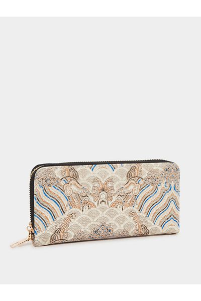Styli Embroidered Zip Around Wallet