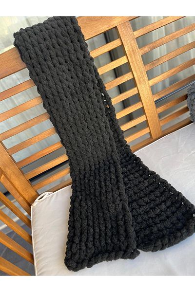 Alize Puffy Unisex Scarf 100% Hand Knitted (Customizable)