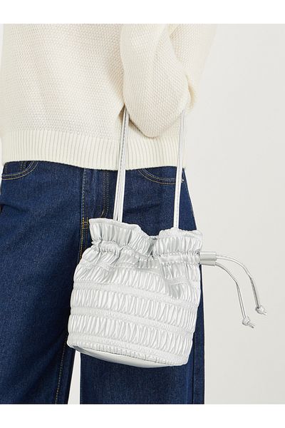 Styli Textured Drawstring Bucket Bag