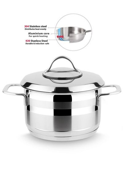 Top Chef 12 Piece Cookware Set Stainless Steel 18/10 Turkey Made Silver