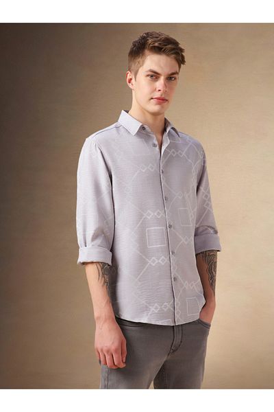 Dennis Lingo By Styli Printed Relaxed Fit Spread Collar Shirt