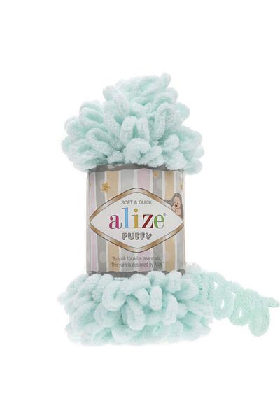 Alize Puffy 15 Hand Knitting Yarn - Χειροποίητη Βρεφική κουβέρτα, Aqua Green