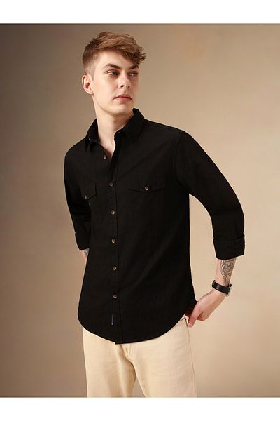 Dennis Lingo By Styli Solid Relaxed Fit Spread Collar Shirt