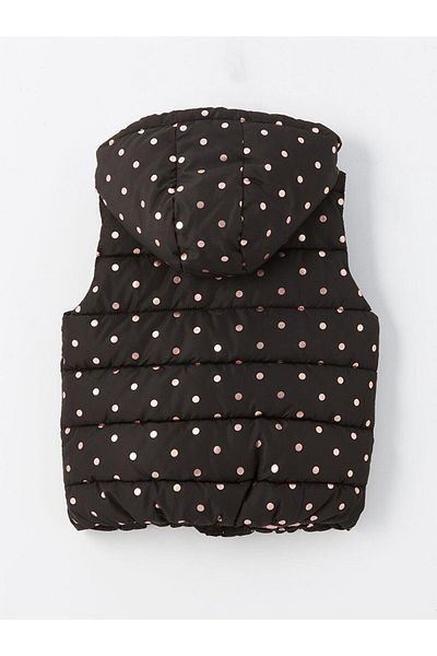 LC Waikiki Hooded Polka Dot Girl's Puffer Vest (W4)