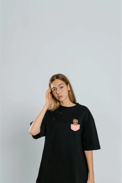 HOFFNUNG تي شيرت كبير الحجم برقبة دائرية من Groot Kawaii