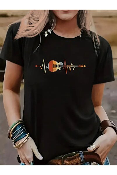 HOFFNUNG Chitară unisex cu imprimeu supradimensionat tricou