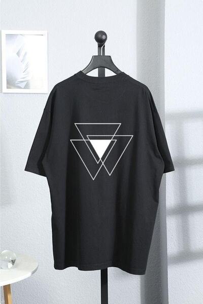 HOFFNUNG تي شيرت كبير الحجم مطبوع باللون الأسود/الأبيض للجنسين