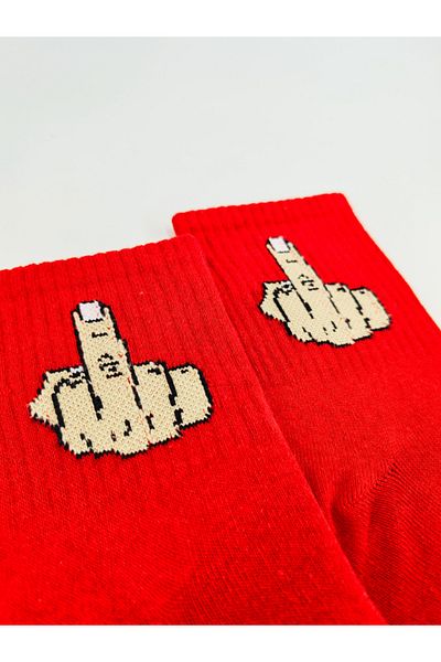 Shuttle Park Special Series Unisex Socks Stylish Comfortable Style Patterned Lettered Red Colored College Socks