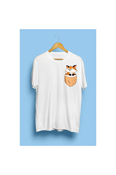 HOFFNUNG تي شيرت مطبوع بتصميم جيب السنجاب للجنسين