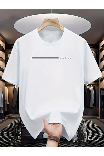 HOFFNUNG Unisex WHATEVER cu imprimeu guler rotund supradimensionat tricou