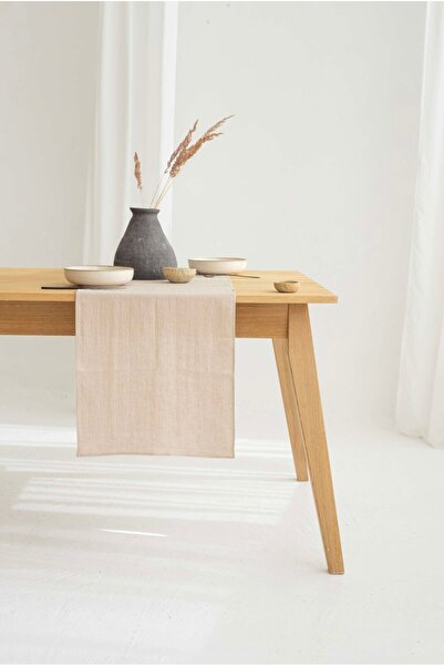 Linen Mood Premier Bej Renk Panama Keteni Runner 40 X 150cm