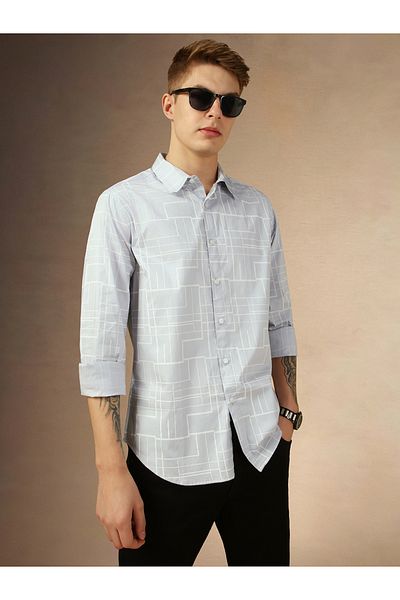 Dennis Lingo By Styli Printed Regular Fit Spread Collar Curved Hem Shirt