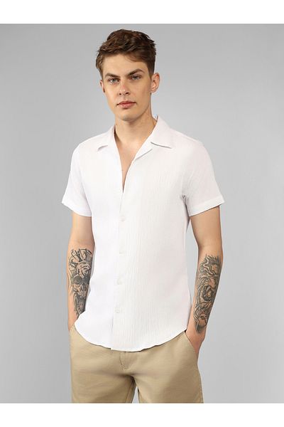 Dennis Lingo By Styli Textured Relaxed Fit Spread Collar Shirt