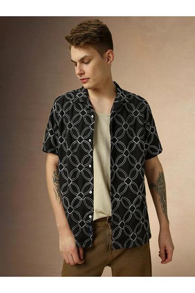 Dennis Lingo By Styli Printed Relaxed Fit Spread Collar Shirt
