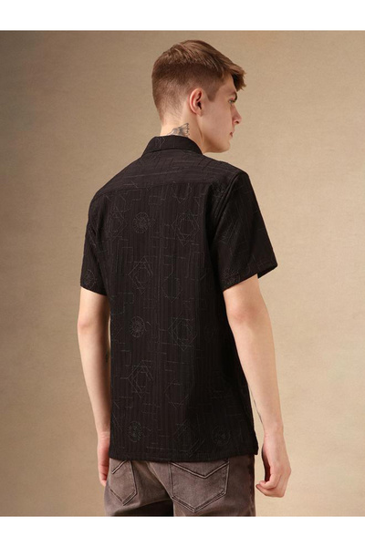 Dennis Lingo By Styli Textured Regular Fit Spread Collar Shirt