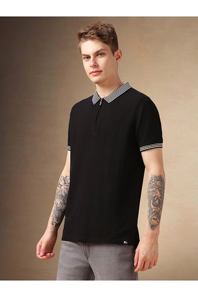 Dennis Lingo By Styli Regular Fit Polo Collar T-Shirt with Zipper Detail