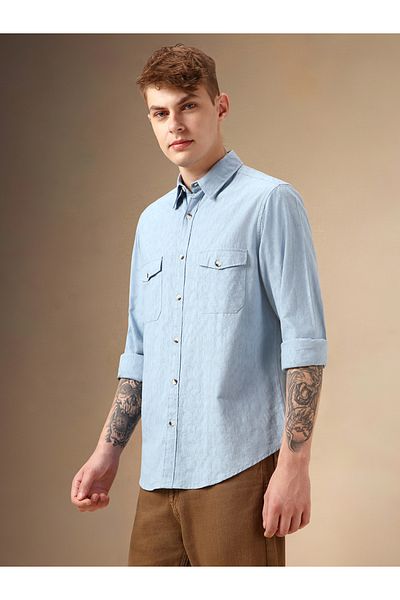 Dennis Lingo By Styli Solid Relaxed Fit Spread Collar Shirt