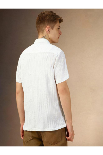 Dennis Lingo By Styli Textured Regular Fit Spread Collar Shirt