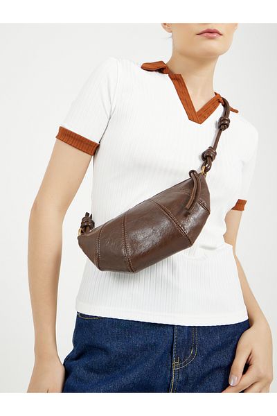 Styli Stitch Detail Half Moon Crossbody Bag