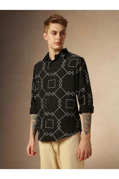 Dennis Lingo By Styli Printed Relaxed Fit Spread Collar Shirt