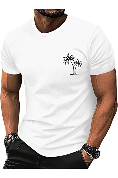 HOFFNUNG Tricouri pentru bărbați Hawaiian Tropical cu imprimeu Tricouri cu mâ...