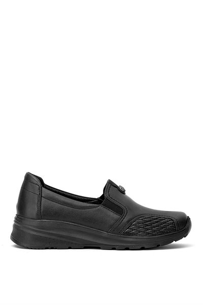 Ayakkabı Fuarı Elit Erlmar042-K Black Genuine Leather - Orthopedic Women's Shoes