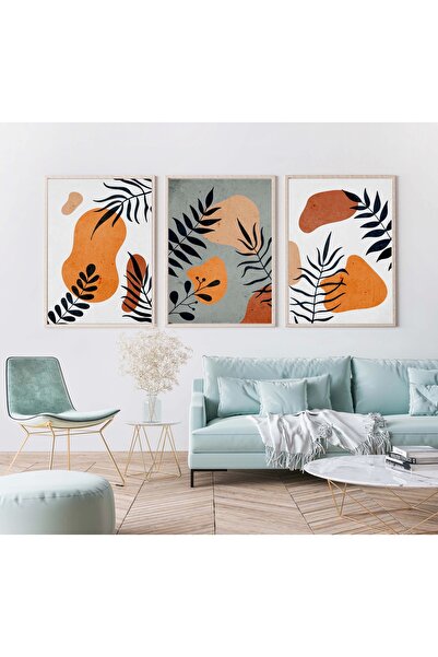 bestablo Set de pictură pe lemn cu cadru boho, 3 piese, decor pentru casă, pi...