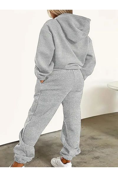 NEW TRENDY COLLECTİON Women's Long Sleeve Hoodie & Jogging Pants Set 2 Buttons, Dog Skating