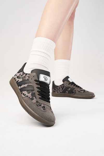 SOLDOY Pantofi sport casual, cu talpă ortopedică, leopard negru, pentru femei