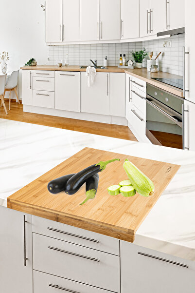 naturelove Large Size Edged 45x38x3.5 cm Bamboo Kitchen Bread Cutting Counter...