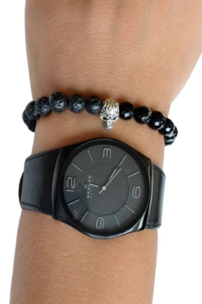 ForWhat Watch Side Bracelet with Natural Stone Metal Accessories for Elegant Woman