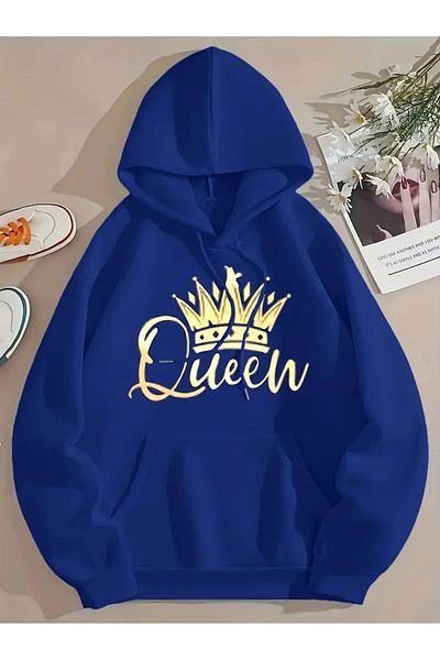 NEW TRENDY COLLECTİON Елегантен дамски суичър с геометричен дизайн на корона