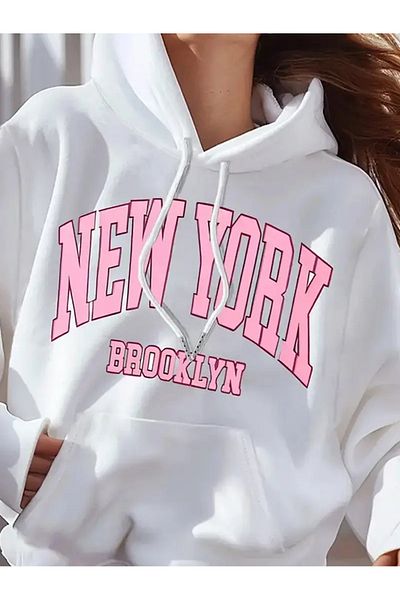 NEW TRENDY COLLECTİON Κλασικό φούτερ με στάμπα "New York Brooklyn", Comfort with Gate