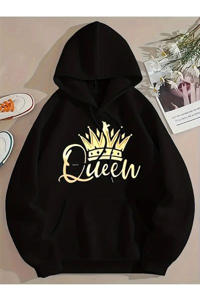 NEW TRENDY COLLECTİON Елегантен дамски суичър с геометричен дизайн на корона